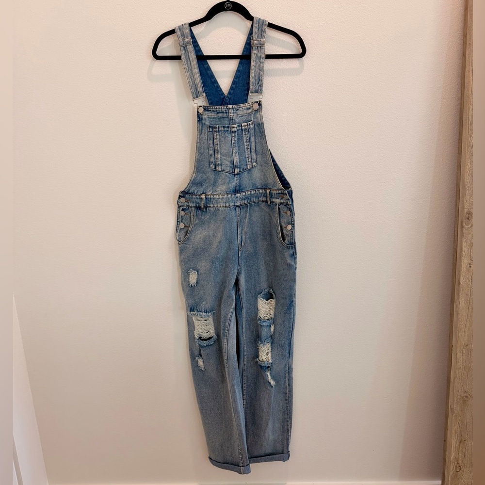 12th Tribe Distressed Denim Overalls